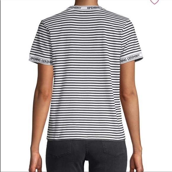 OPENING CEREMONY Intarsia striped ringer tee shirt cotton knit black white XS - Picture 2 of 10